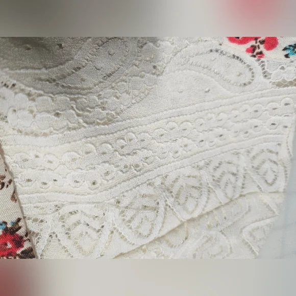 Floral Mini Washable Gauze Lace Yoke Trapeze Dress - Picture 9 of 11